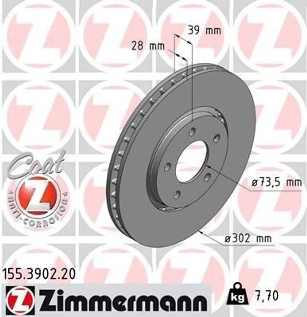 Stop aux vibrations de freinage Voyager IV : Disque Zimmermann 155