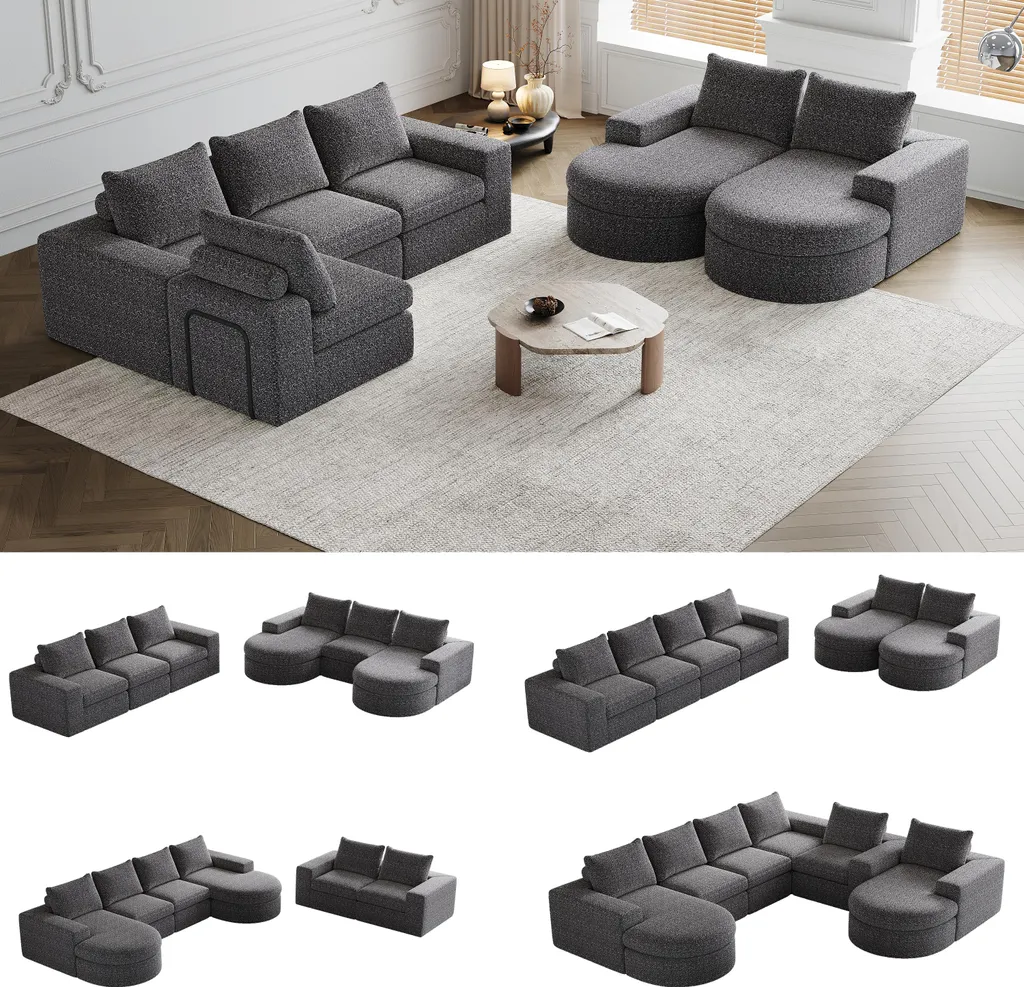 Canapé de Salon Modulable Idéal pour se Relaxer avec Chaise Longue