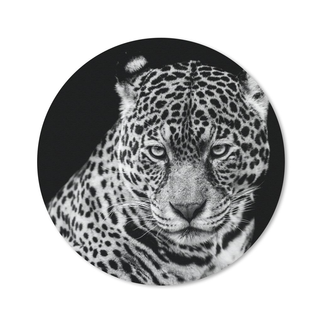 MuchoWow Mauspad Mousepad Leopard - Tiere - Schwarz - Weiß - Porträt 40x40 cm - Mousepads - Maus Mat - Pad - Mausunterlage - Schreibtisch Acces...