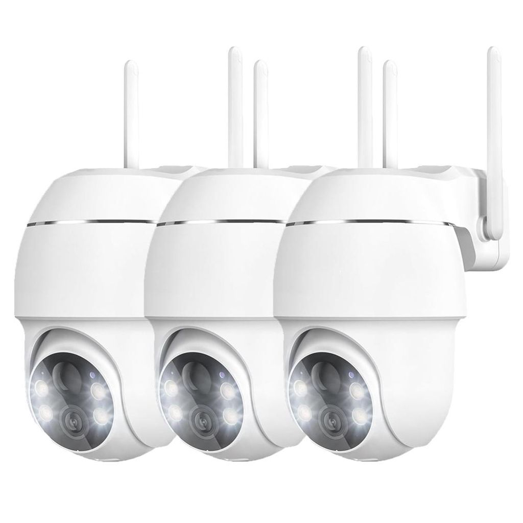 3 Stück 2K Überwachungskamera Aussen Akku, 355°/90° Schwenkbar, Kabellose WLAN IP Kamera Outdoor mit Nachtsicht in Farbe, Personen-/Bewegungser...