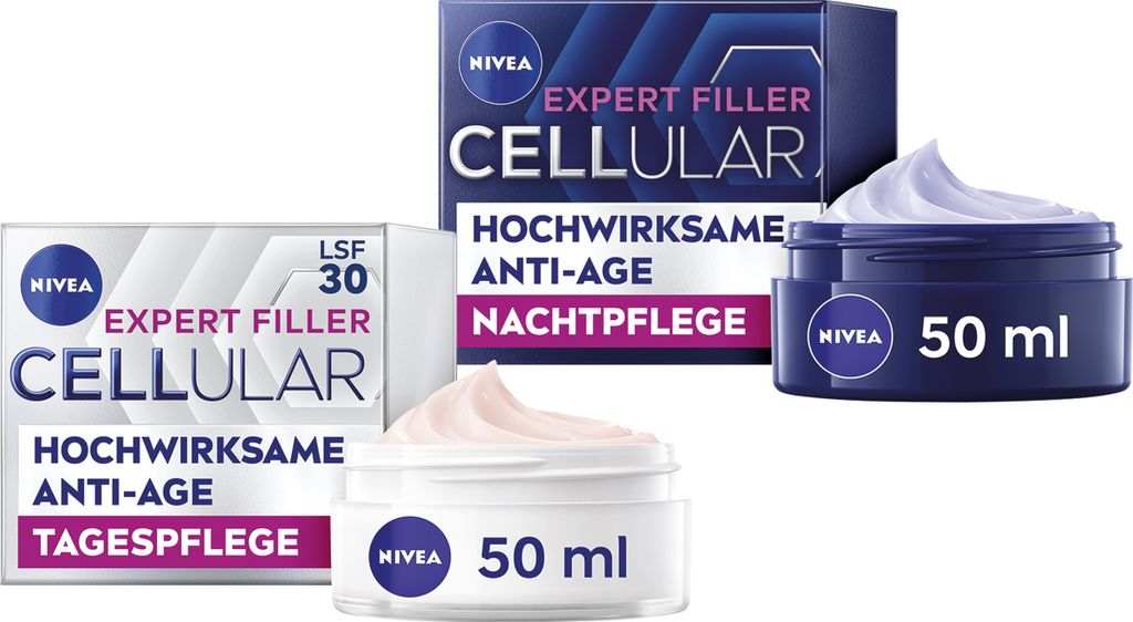 NIVEA Hyaluron Cellular Filler Anti-Age Hautpflegeset Tag & Nacht LSF30 je 50ml