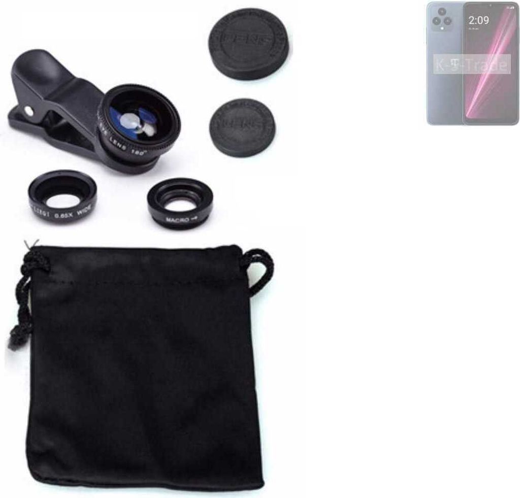 K-S-Trade Smartphone Kamera Linsen Set Kompatibel mit T-Mobile REVVL 6 3in1 Clip-On Kamera Adapter Macro Weitwinkel FishEye Fischauge Objektiv Linse