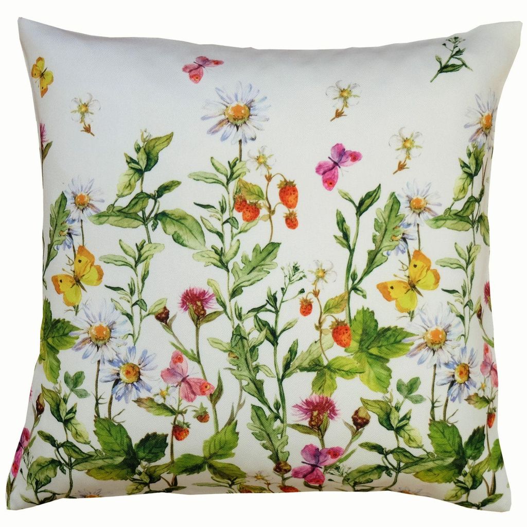 Kissenhülle 40 x 40 cm mit Blumen und Schmetterlinge 40 x Produktbild 