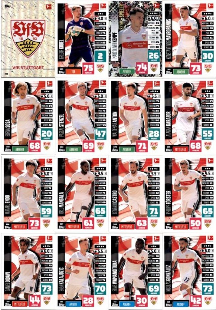 Topps Match Attax - 2020/21 - Mannschaftspaket - VfB Stuttgart