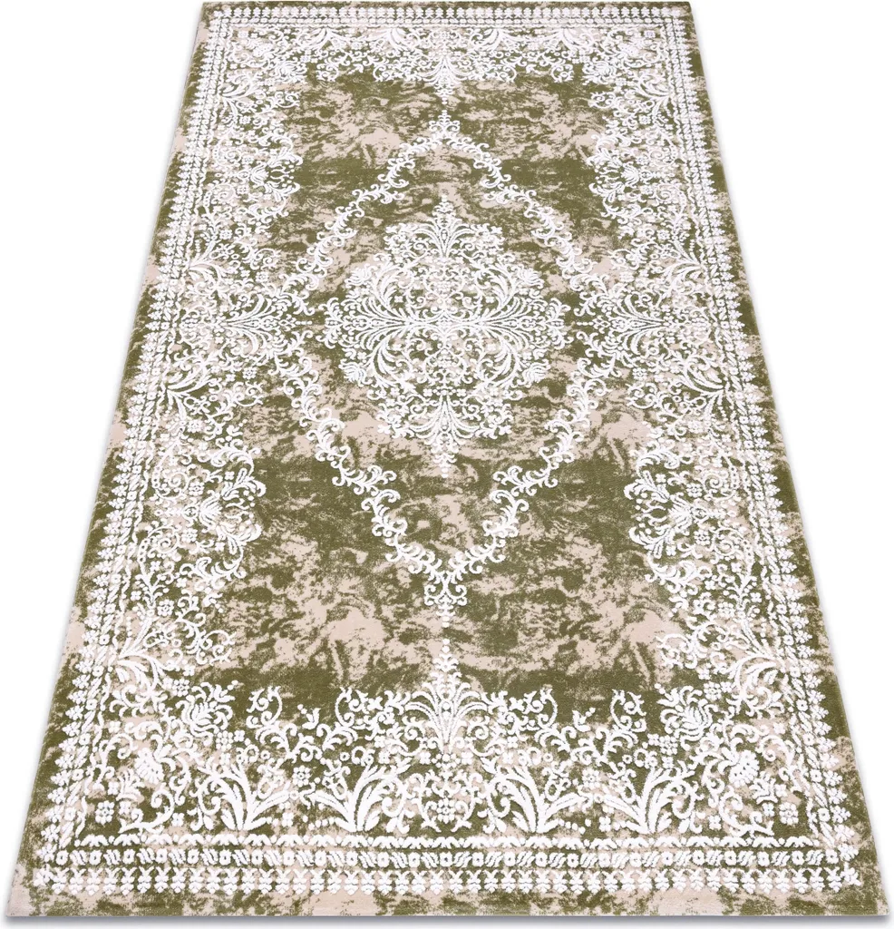 Grand Tapis de Salon Vert 160x230 cm DIZAYN en Acrylique Doux et Chic