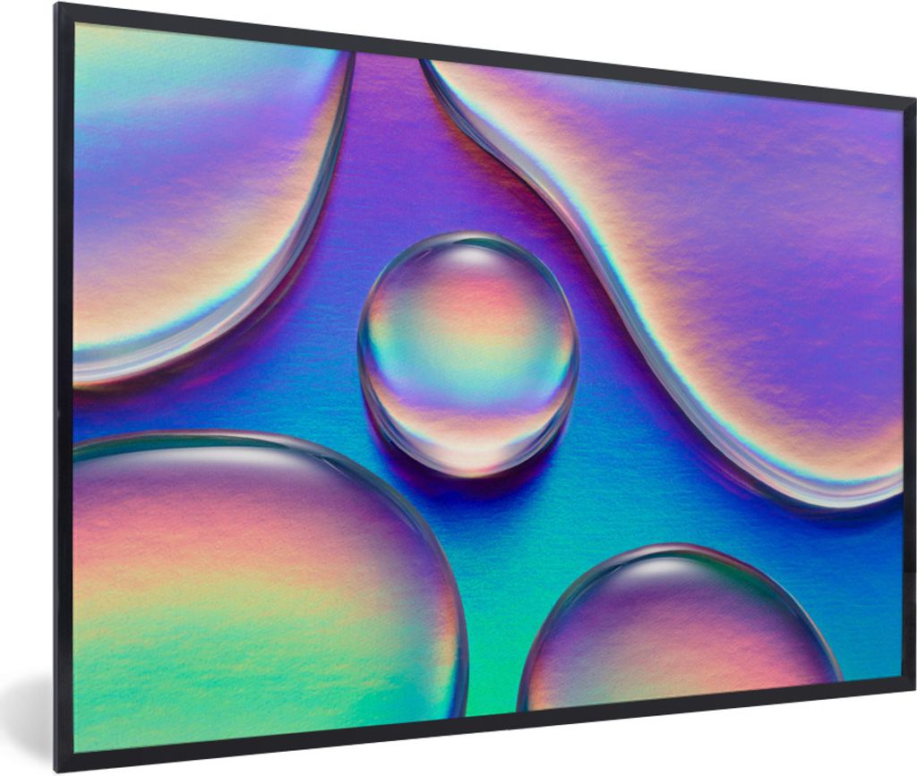 MuchoWow Gerahmtes Poster Wasser - Regenbogen - Abstrakt 30x20 cm - Poster mit Schwarzem Bilderrahmen Wandposter Rahmen Foto Bilder - Kunstdruck ...