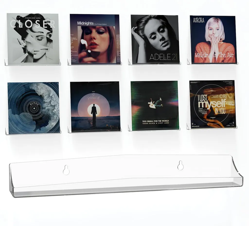 Étagère vinyle invisible en acrylique robuste, lot de 8 supports muraux