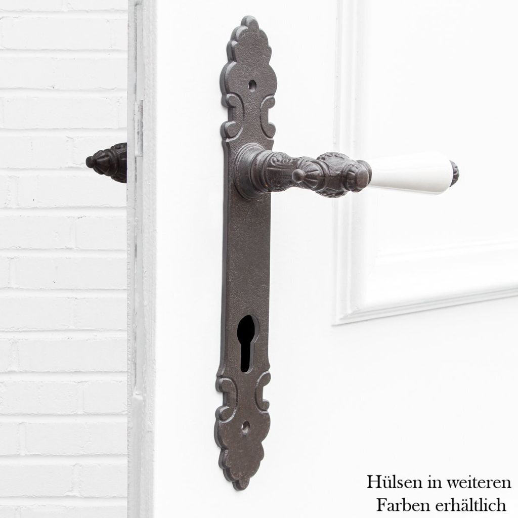 Drückergarnitur für Haustüren, Keramikgriff | PZ92 | Eisen braun