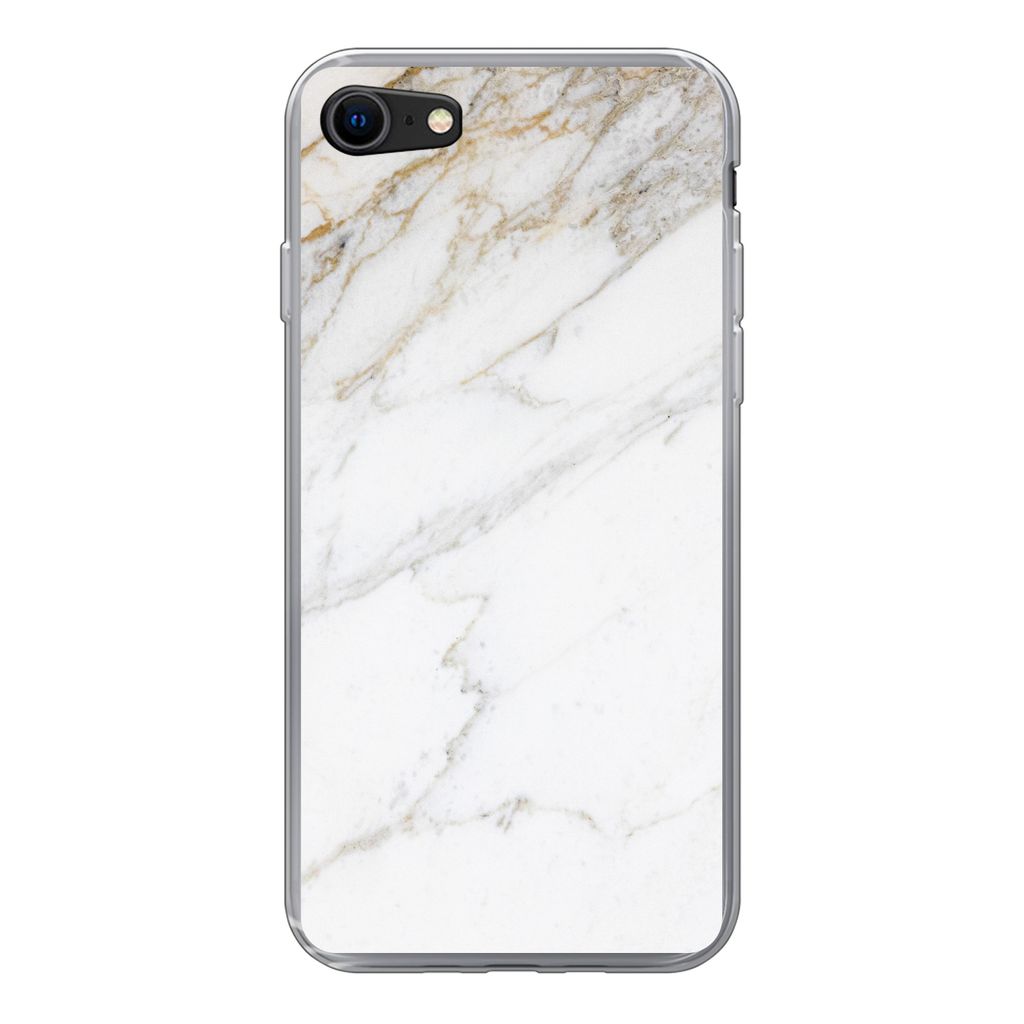 MuchoWow Handyhülle Schutzhülle Hülle für iPhone 8 Marmor - Stein - Weiß - Gold - Marmoroptik - Stein - Luxus Silikon Softcase Handy Hülle ...