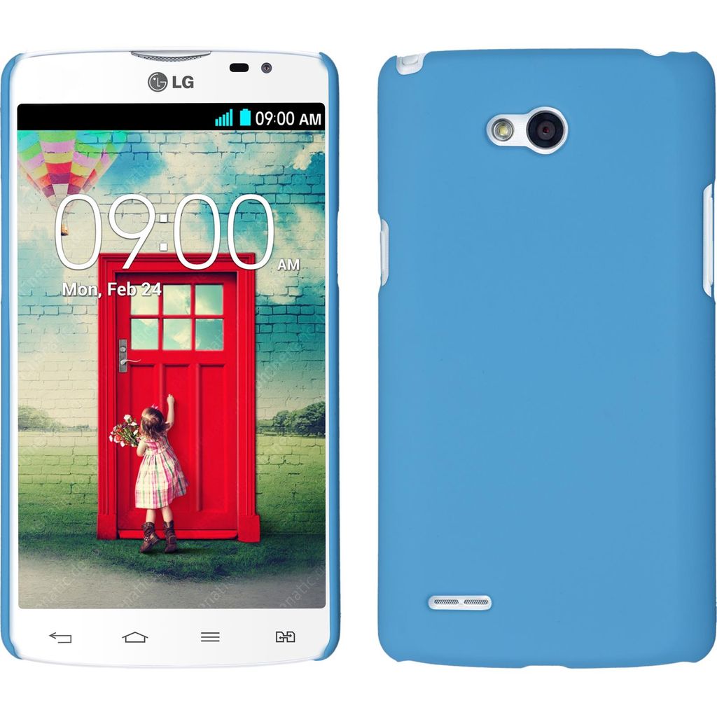 PhoneNatic Case kompatibel mit LG L80 Dual - Hülle hellblau gummiert Hard-case + 2 Schutzfolien