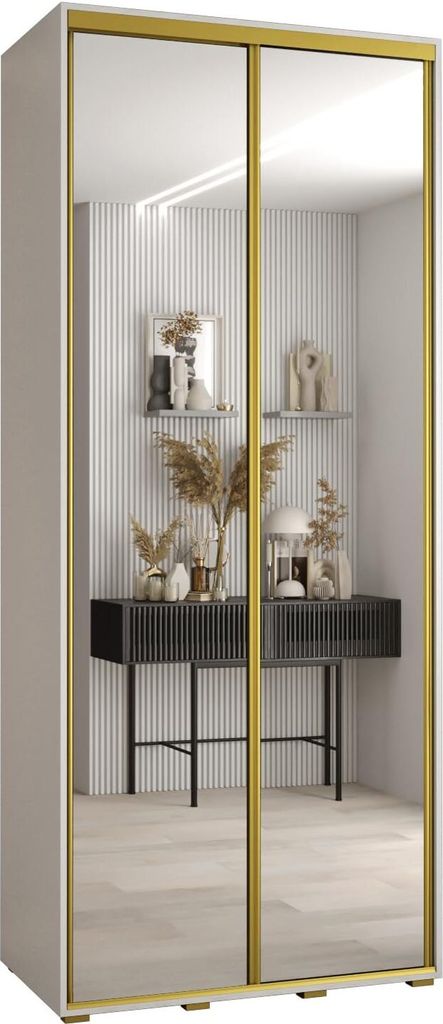MEBLE KRYSPOL Davos 2 Schrank, zwei Türen - 235,2x110x45 cm - Weiß Weiß Gold
