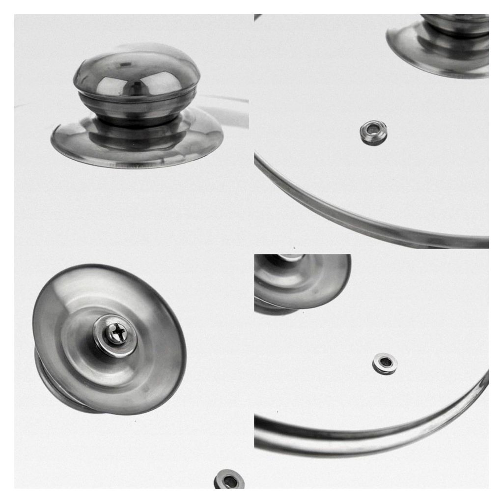 Glasdeckel mit Edelstahlrand für Töpfe und Pfannen - hitzebeständiges Glas bis 200°C - Universaldeckel - Ø 32 cm