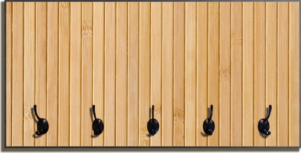 Wallario Flurgarderobe Wandgarderobe aus Holz, mit 5 Haken, Größe 80 x 40 cm, Motiv Holzpanele hell