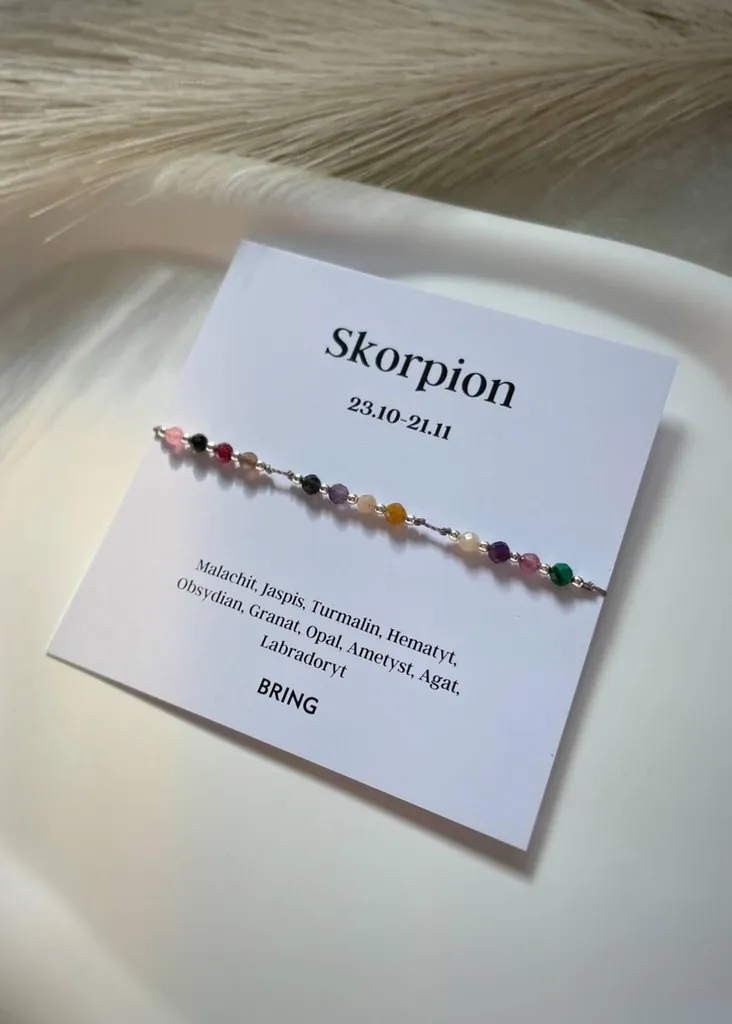 Regalo Segno Scorpione: Bracciale in Argento 925 con Perline Portafortuna