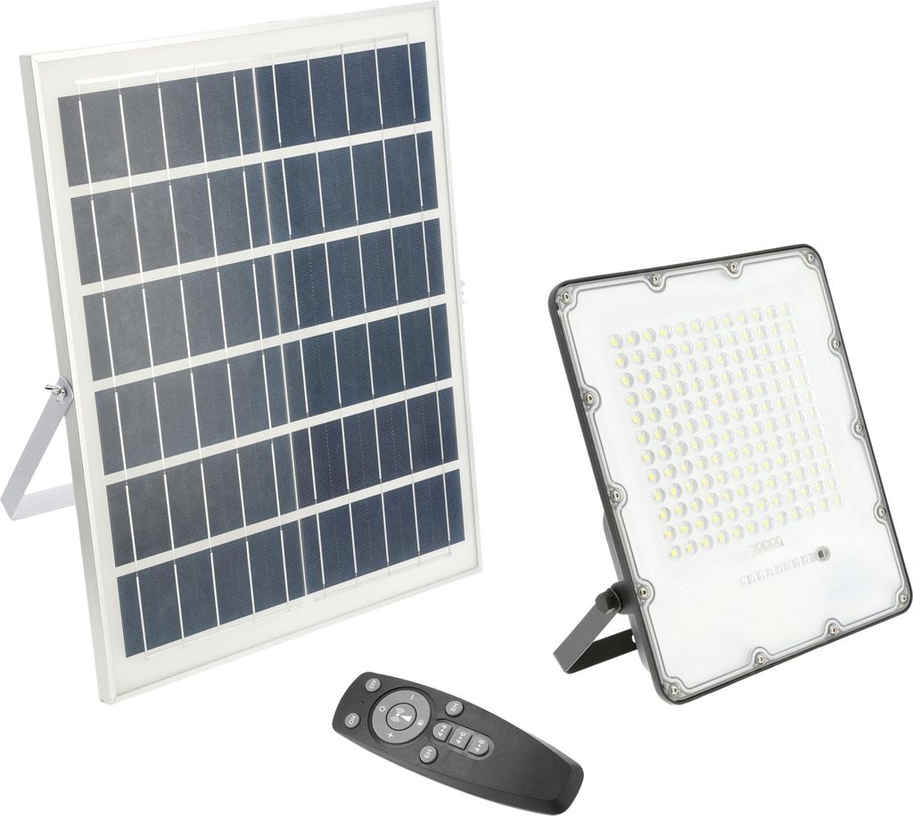 GTV - Solar-LED-Strahler BRAVOS | Solarlampen für Außen | Solar Strahler IP65 Wasserdichte |200W, 2000lm, 6400K, IP65, 120°, Solarpanel, Fernbed...