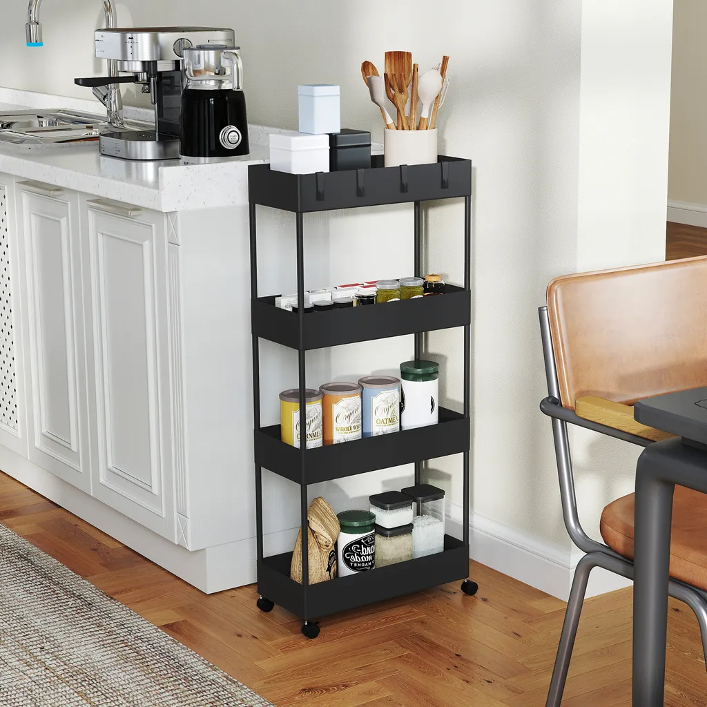 Étagère de rangement à roulettes - Desserte de service multi-usage métal
