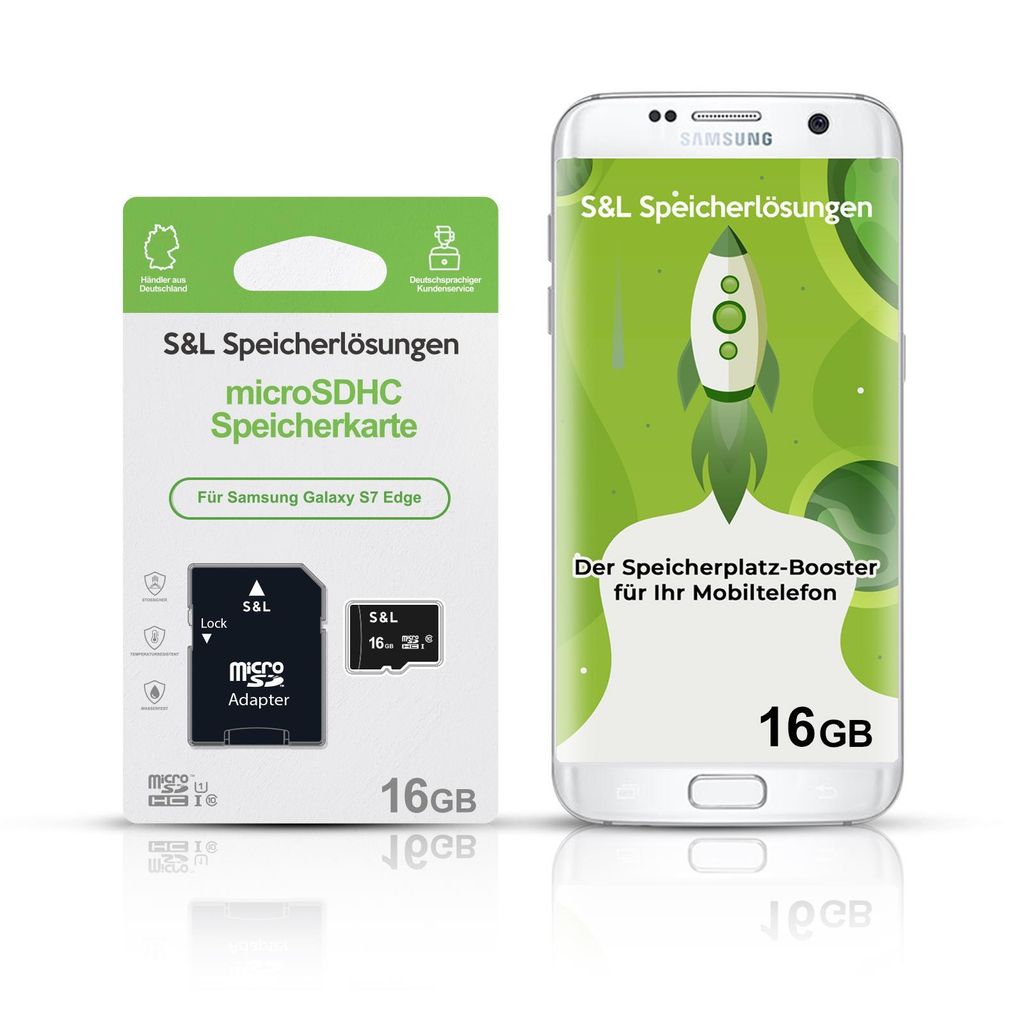 microSD Speicherkarte S&L für Samsung Galaxy S7 EDGE - Speicherkapazität: 16 GB