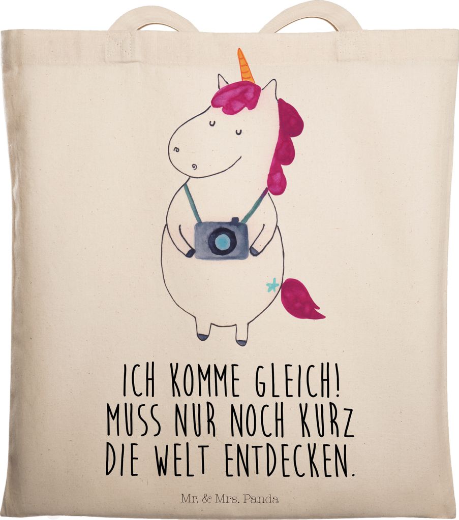 Mr. & Mrs. Panda Tote Bag Einhorn Fotograf - Transparent - Geschenk, Kurztrip, Unicorn, dokumententasche, Jutebeutel, Urlaub, Beutel, Tasche, Städ...