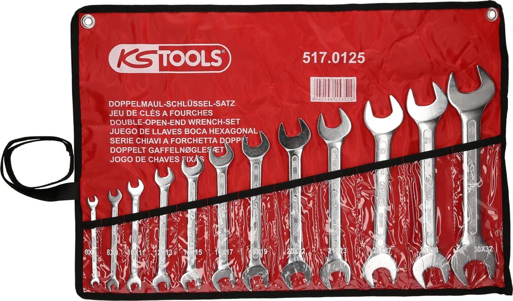 KS TOOLS Jeu de 12 clés à fourche doubles professionnelles 6x7-30x32 mm