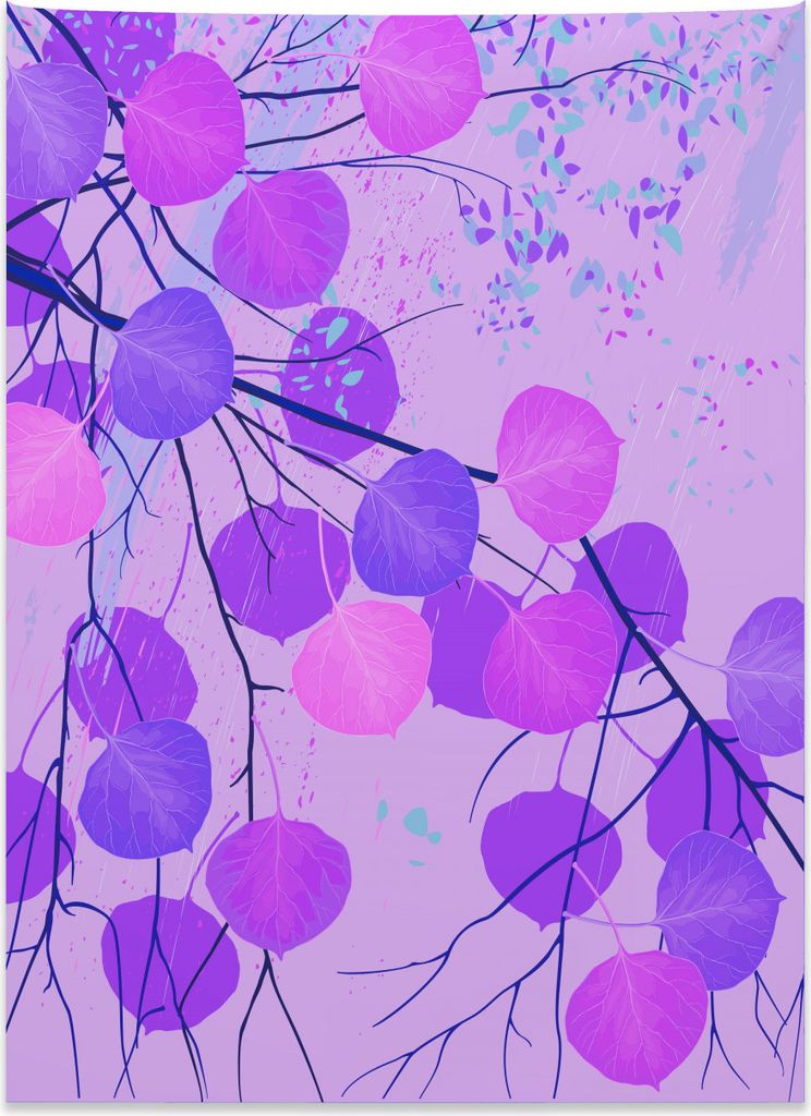 Abakuhaus Espe Wandteppich, Zweige Herbstlaub aus Weiches Mikrofaser Stoff Kein Verblassen Klare Farben Waschbar, 110 x 150 cm, Mehrfarbig