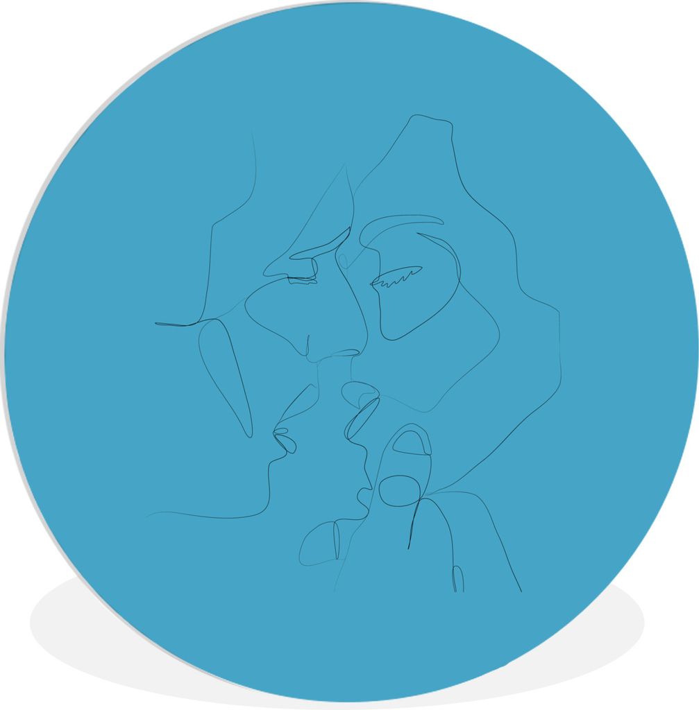 MuchoWow Rundes Wandbild - Runde Bilder Ehepaar - Linienkunst - Minimalismus Ø 30 cm Kreis Wanddekoration Kunststoff - Wandkreis - Wandschmuck -...
