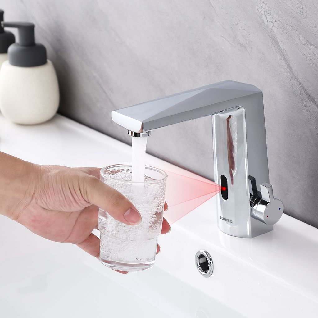 Lonheo Infrarot Sensor Wasserhahn Chrom Bad Automatik Produktbild 3