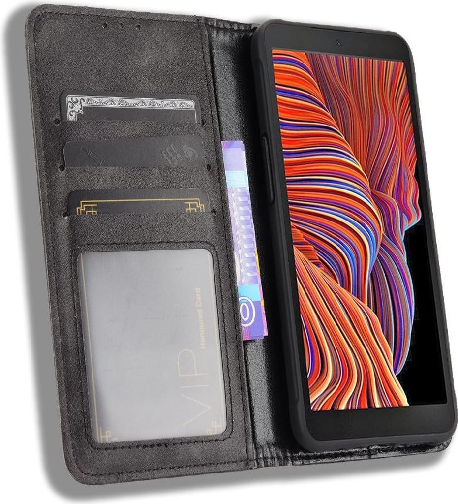 Samsung Galaxy Xcover 5 Hülle - Coverup Vintage Style Klapphülle - Schwarz