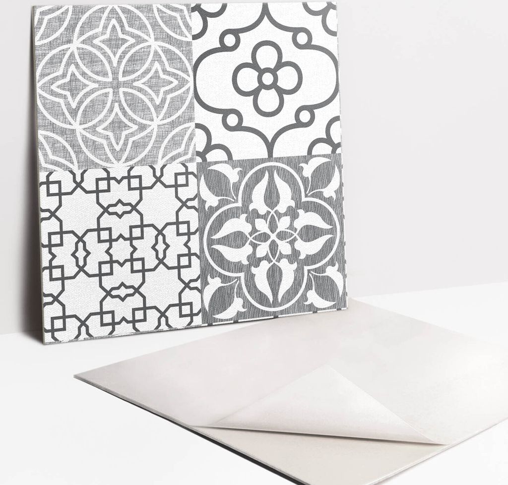 Fliesenaufkleber Set - 9 Stück Selbstklebende PVC Fliesen-Designs - Für Bad und Küche 30 x 30 - Fliesen mit einem portugiesischen Motiv