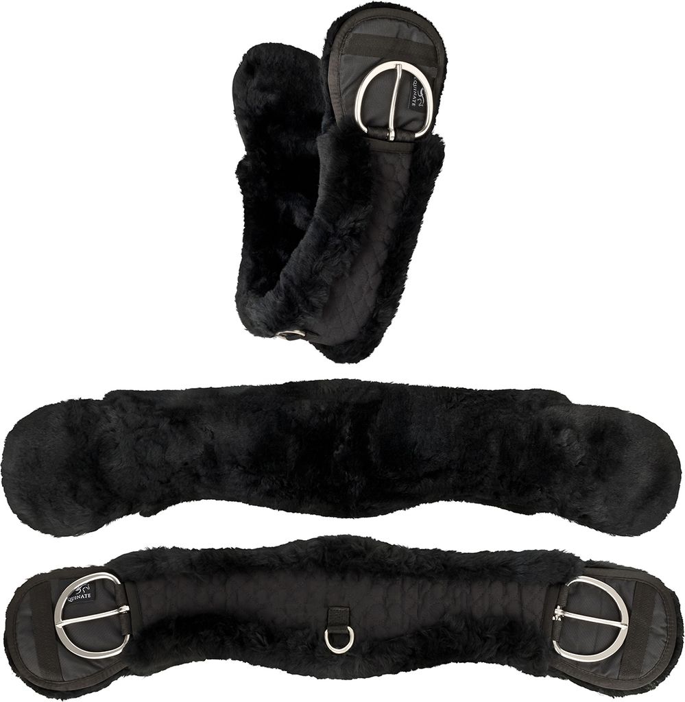 Equinate Western Mondgurt anatomisch Lammfell 65 cm - 26" Schwarz