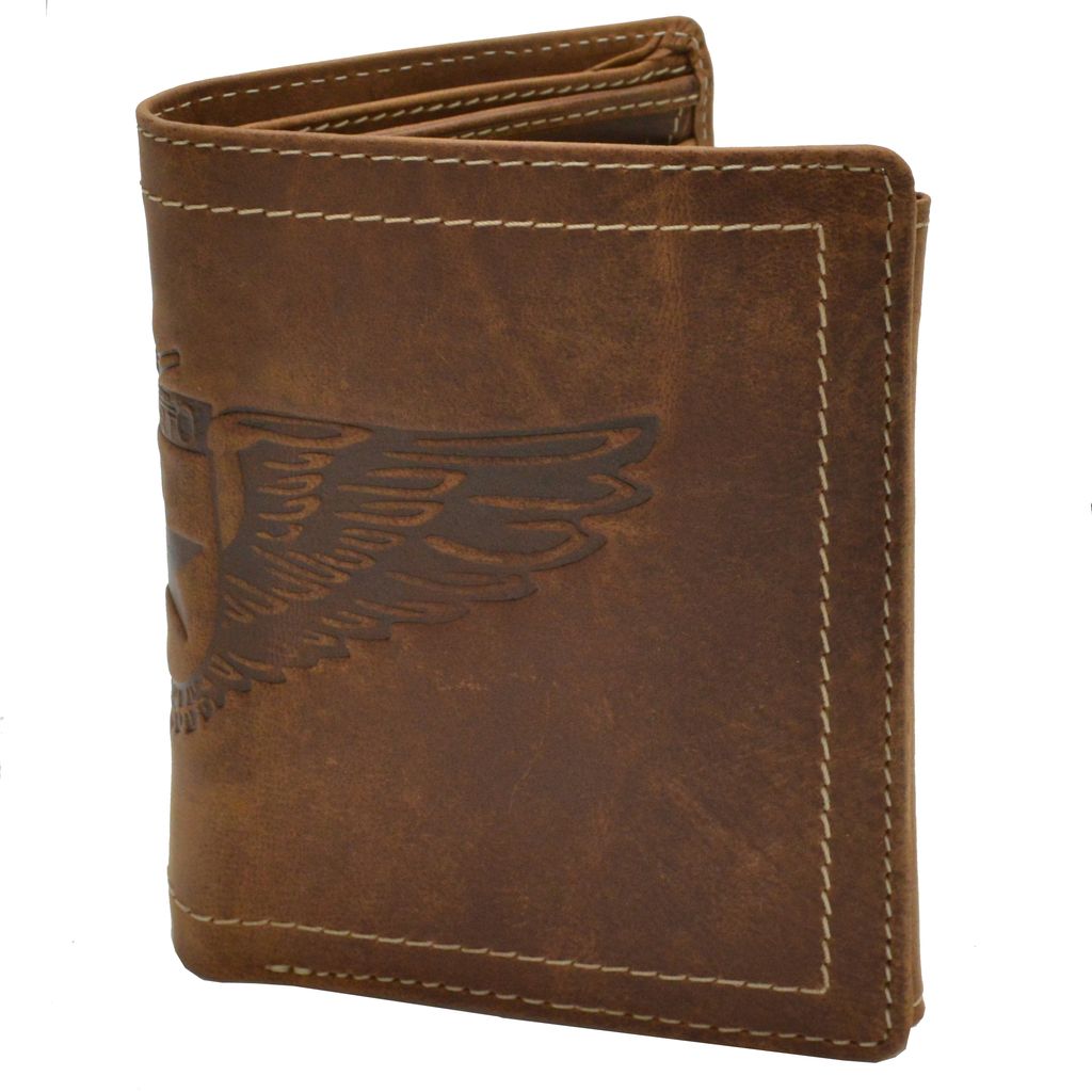 flevado Echt Leder Portemonnaie Flügel Adler Herren Brieftasche Geldbeutel