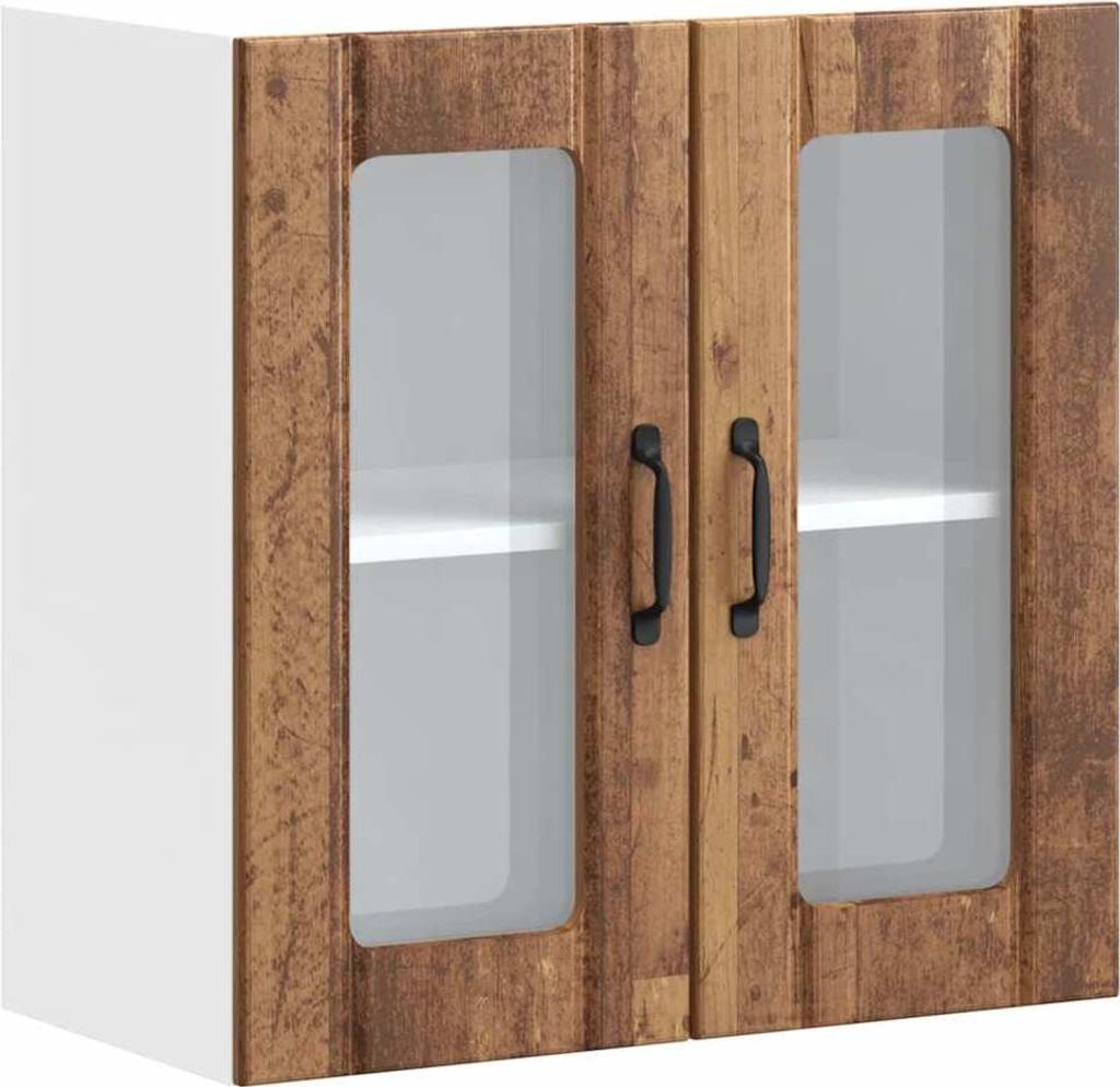 SYFAX Küchen-Hängeschrank mit Glastür Lucca Altholz-Optik Holzwerkstoff