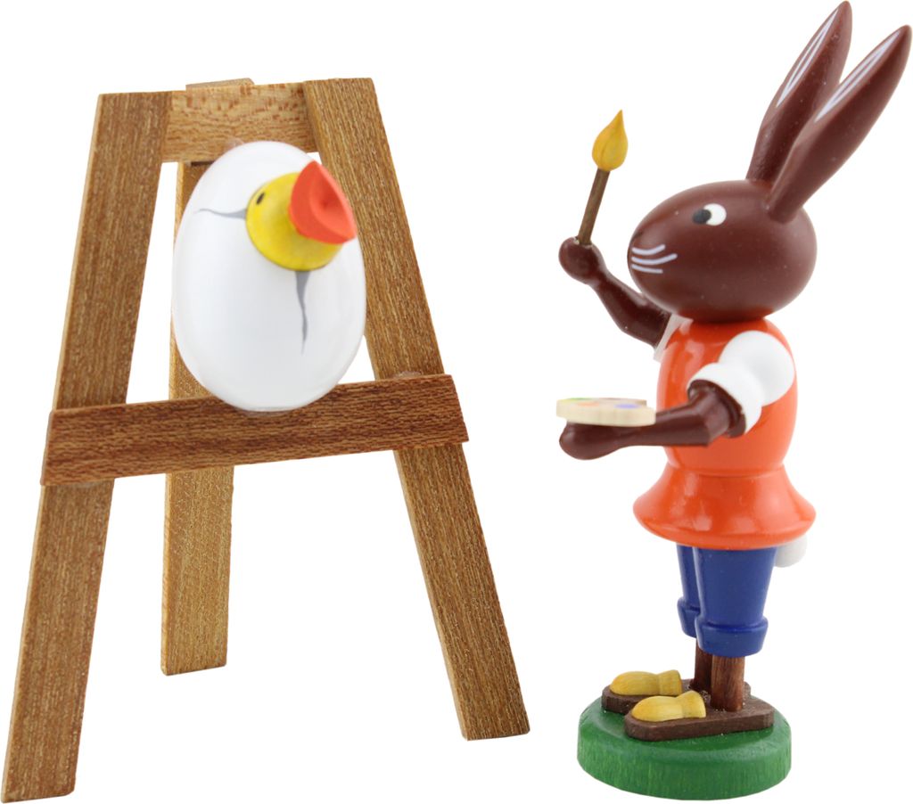 Thomas Preißler Erzgebirge Osterhase 10 cm, Motiv:Hase mit Küken