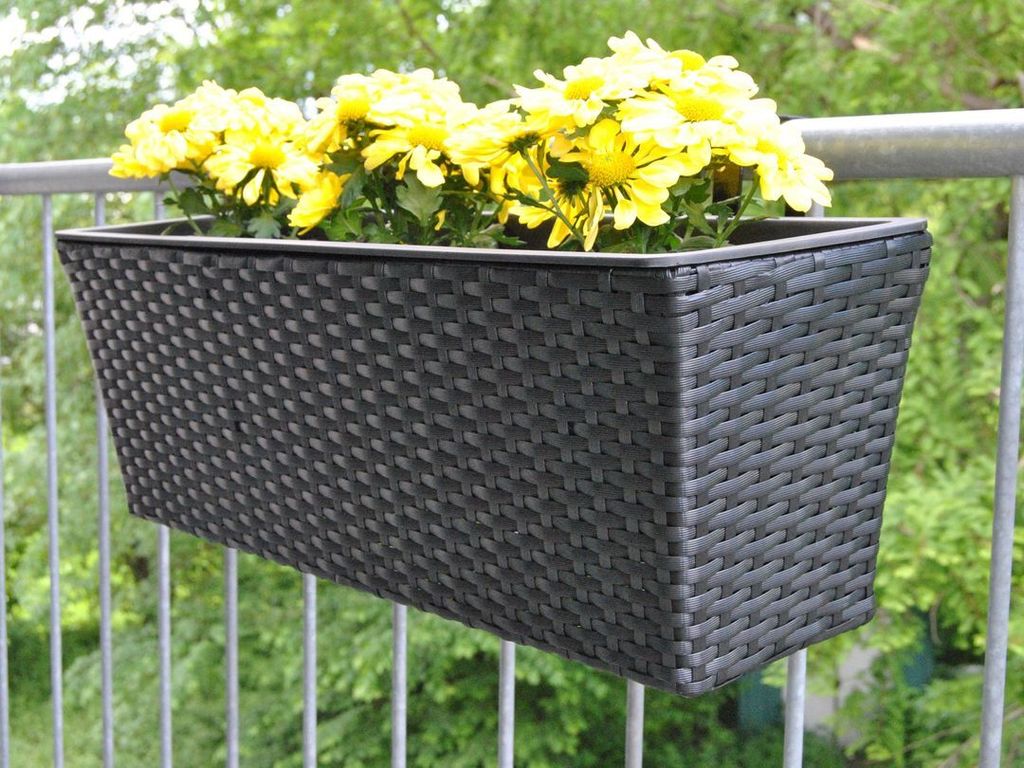 Elegant Einrichten | Pflanzkübel | Polyrattan | rechteckig | 60x19x20cm | schwarz