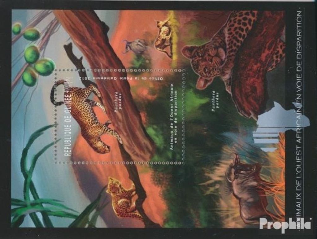Briefmarken Guinea 2012 Mi Block 2085 (kompl. Ausgabe) postfrisch Gefährdete Tiere Westafrikas