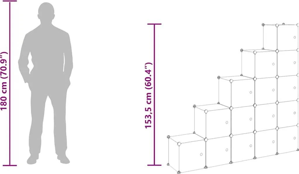 Étagère modulable 15 compartiments pour vêtements et chaussures Noir en PP - 10