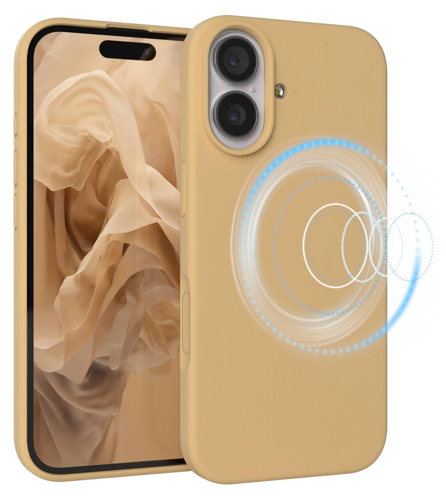 EAZY CASE Silikon MagSafe Handyhülle kompatibel mit Apple iPhone 17 Hülle mit Kameraschutz, Silikonhülle, Schutzhülle Beige