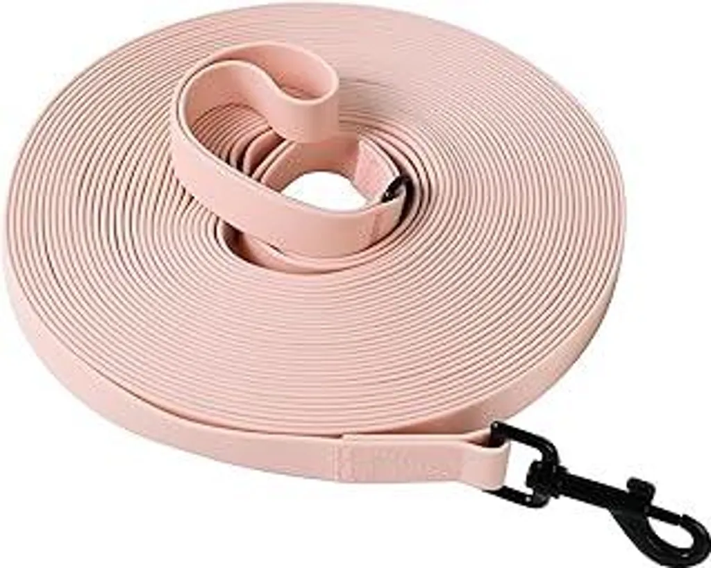 Guinzaglio impermeabile per cani, guinzaglio da 5 m/10 m/15 m/20 m con impugnatura e anello a D, facile da pulire Guinzaglio gommato per cani Guinzaglio da addestramento per cani di piccola, media e grande taglia, rosa, 10 m - 1