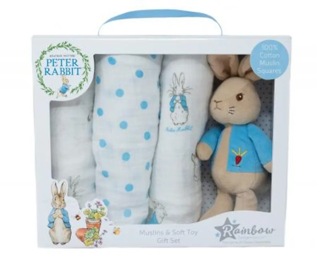 Cadeau de naissance idéal Rainbow Rabbit Peter avec couches jetables