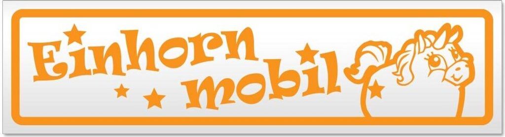 Kiwistar Einhorn Mobil Magnetschild Schild magnetisch - 60cm Orange - Magnetfolie für Auto PKW Kfz