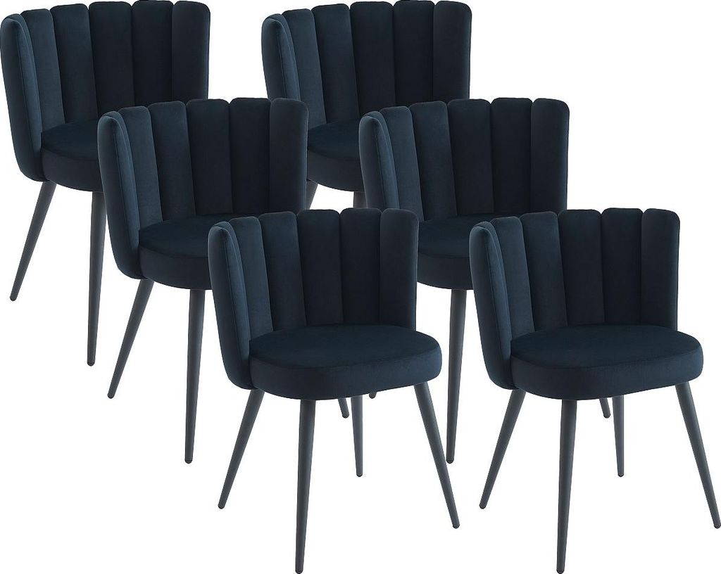 Stuhl 6er-Set - Samt & Metall - Schwarz - PRANILA von Produktbild 
