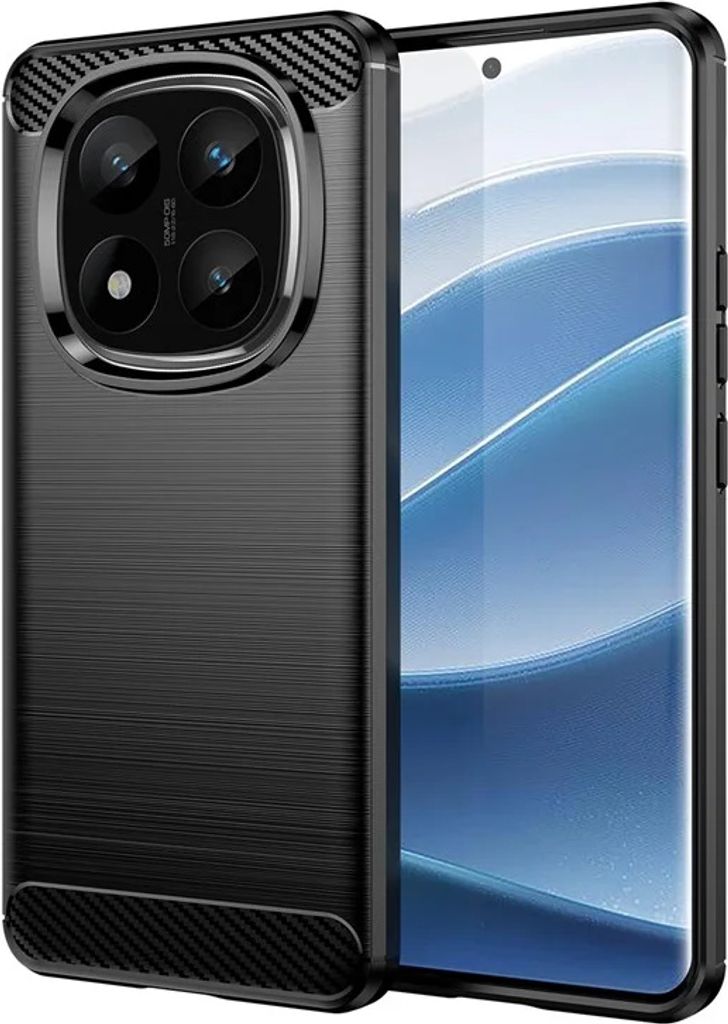 Hülle für Xiaomi Redmi Note 14 Pro Plus - Phonesta Carbon Silikon Back Cover - Schwarz