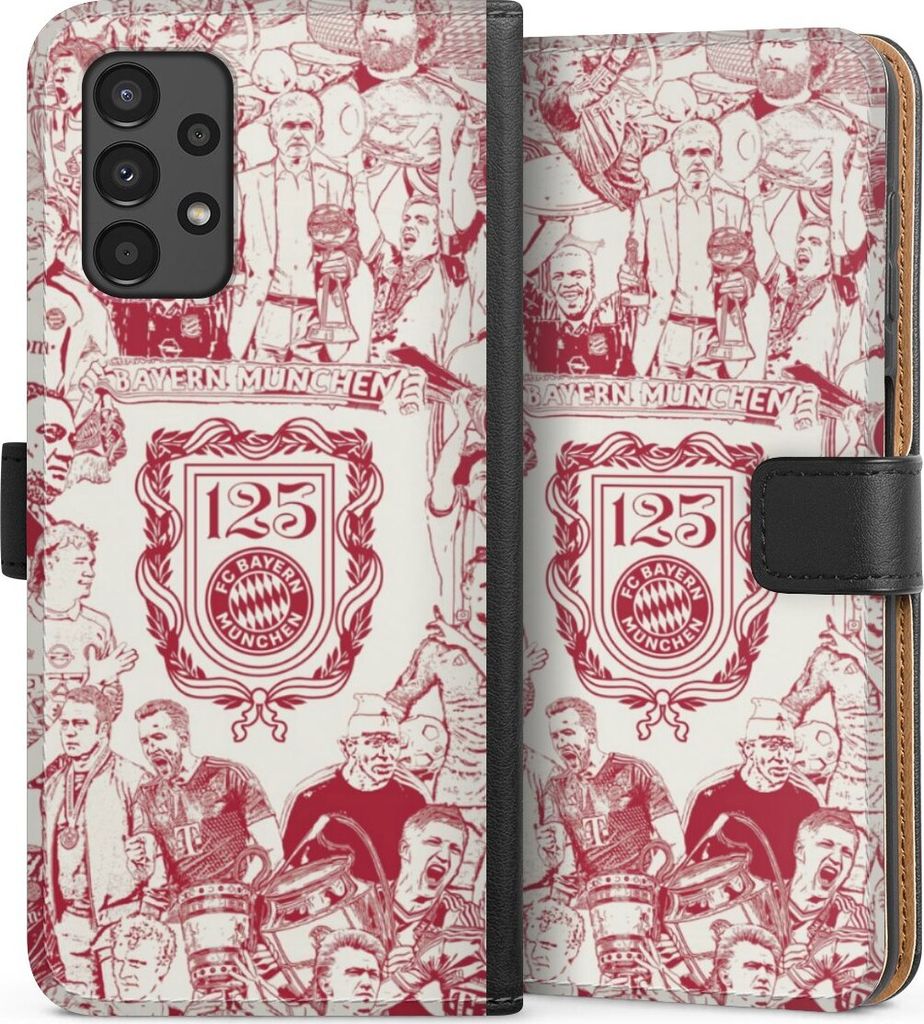 DeinDesign Klapphülle für Samsung Galaxy A13 4G Handytasche Lederhülle Tasche FC Bayern München Offizielles Lizenzprodukt FCB 125 Jahre