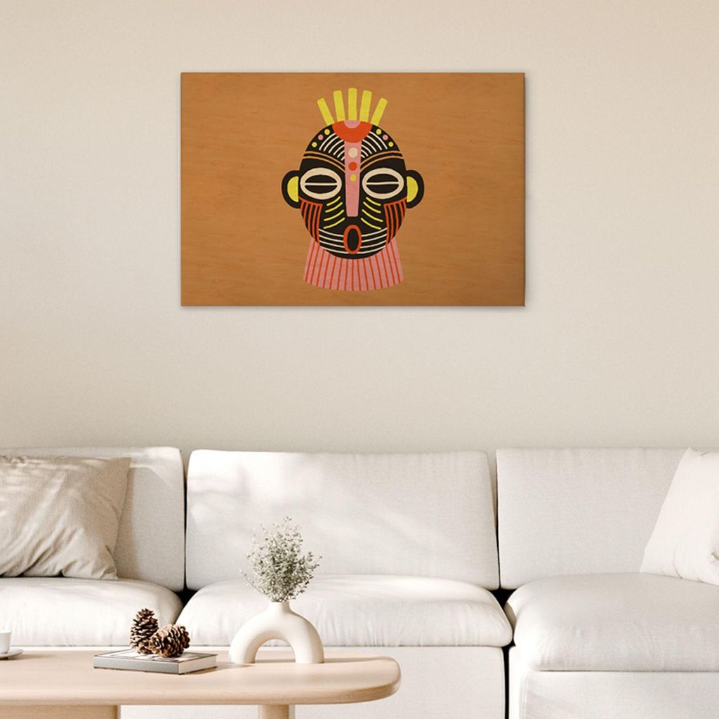 TADESSI Leinwandbild Ethno Stil - Wandbild 90 x 60 cm - Kunstdruck auf Leinwand in Orange Gelb - M1-No.51314