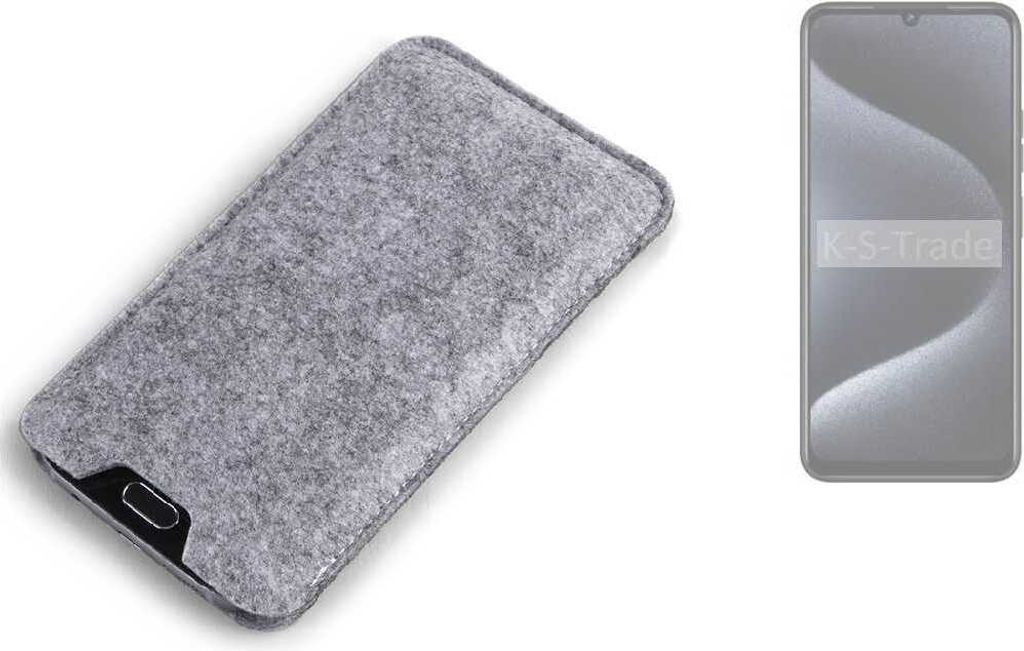 K-S-Trade Filz Handyhülle kompatibel mit Oukitel C50 Schutzhülle Filztasche Filz Tasche Case Sleeve Handy Hülle Filzhülle grau