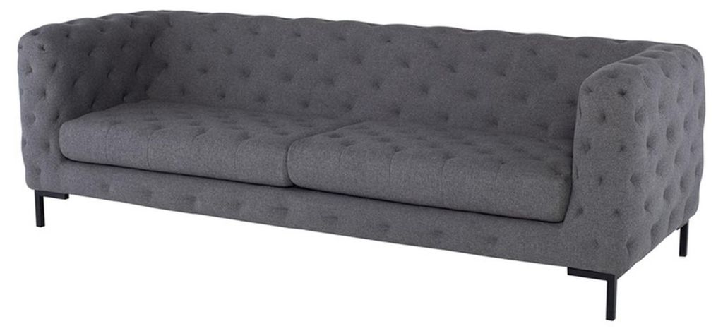 Graue Chesterfield Sofa Couch Polster Stoff Leder Couchen Textil Garnitur Modern