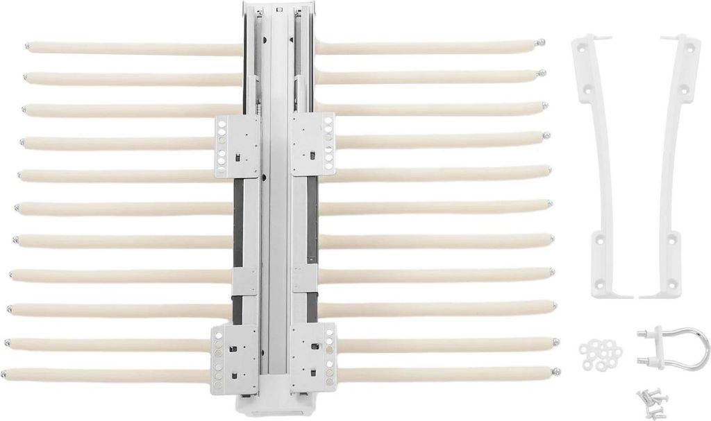 Ausziehbarer Hosenhalter für Kleiderschrank - Doppelreihig - Kapazität 22 Stangen - Tragkraft 15 kg - Maße 59×46 cm - Aluminium & Stahl - Beige