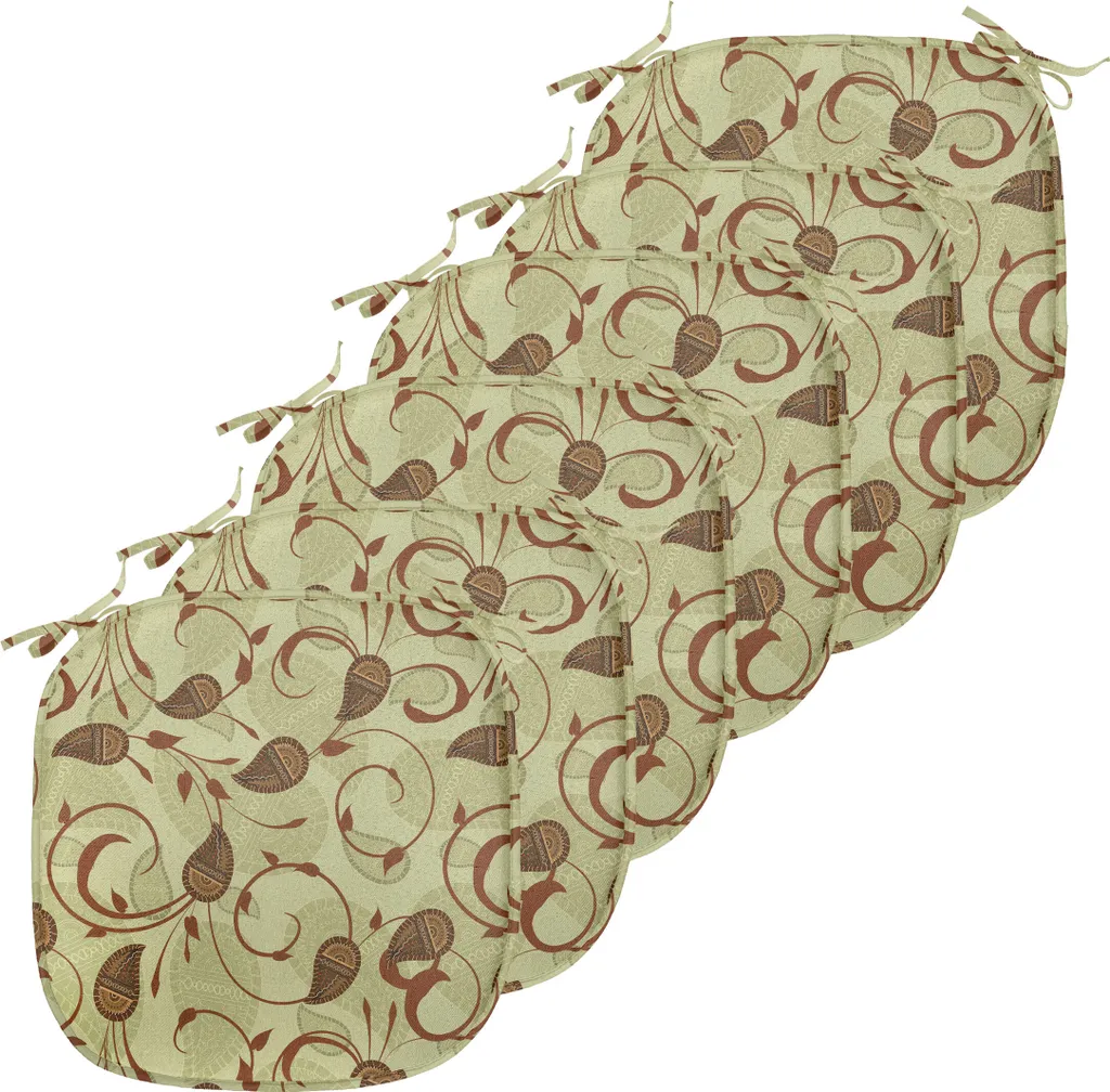Galette de Chaise Décorative 40 cm Motif Persan avec Attaches Lot de 6