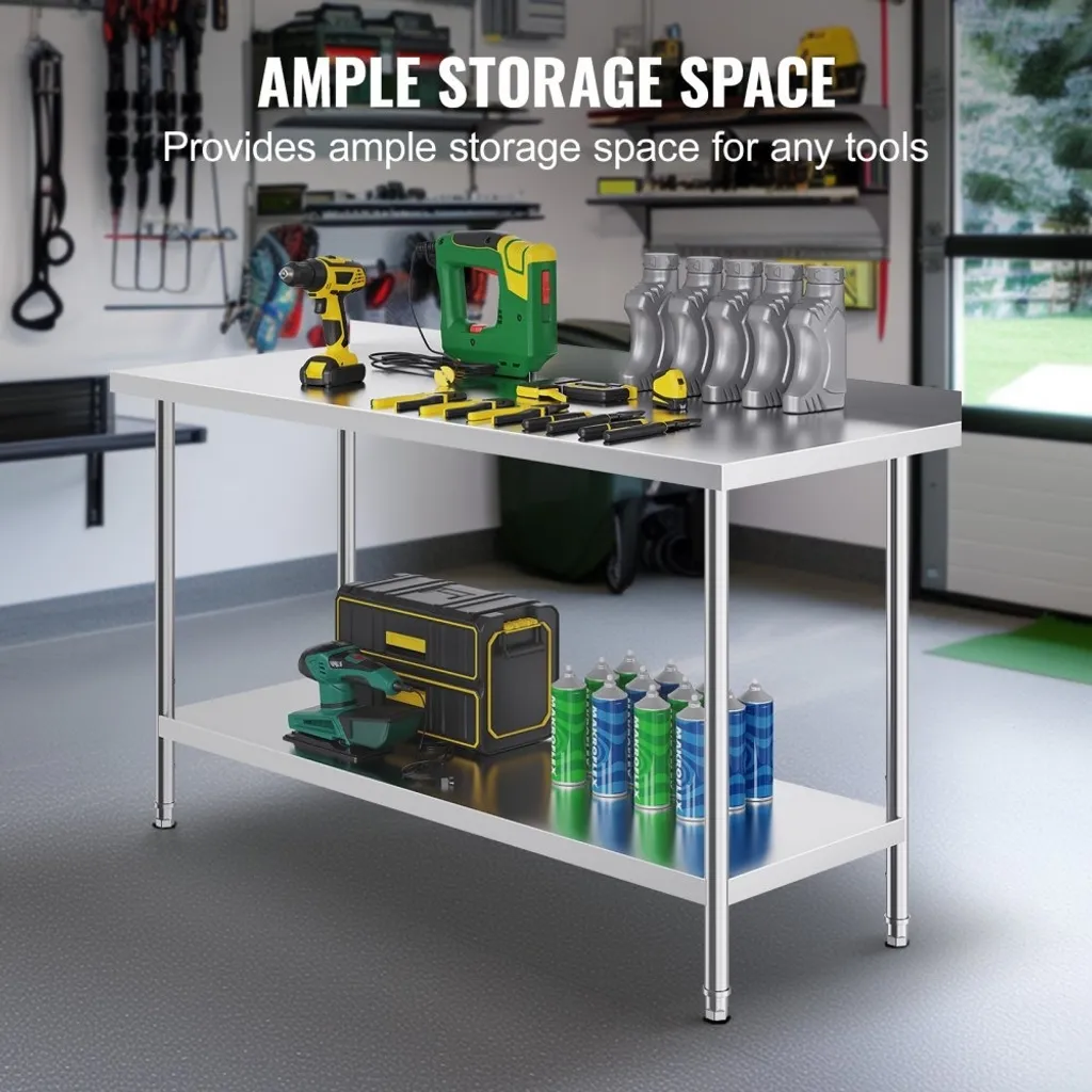Table de cuisine en inox 61x152 cm - Plan de travail professionnel