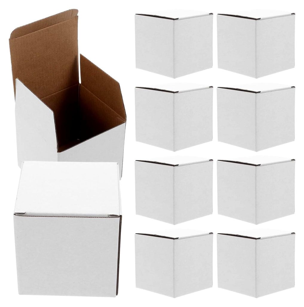 10 Weiße Wellpappkartons 10X10X10cm Stabile Umzugskartons für Verpackung, Lagerung und Versand im Büro und Zuhause