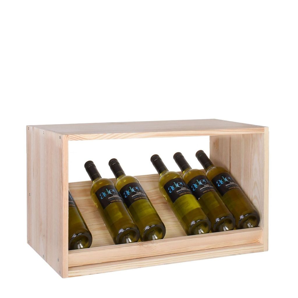 Weinregal 60 cm mit einer Schrägablage, Kiefernholz natur